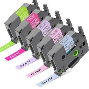 브라더 P터치 라벨 메이커 테이프 TZe 12mm 0.47인치 라미네이트 TZ 컬러 테이프, PT-D210 PT-H110 PT-1880 PT-D400, 1/2