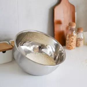 멀티 야채 쌀씻는도구 믹싱볼 스텐 타공 채반 세척볼 쌀씻는통