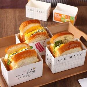 샌드위치 포장용기 토스트 종이트레이 500개 A형/소형 받침상자