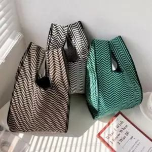 [패션] 니트 미니 크로스백 독특한 패턴 여성용 숄더 토트백 작은 가방