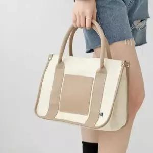 여성용 숄더 크로스백 웨빙스트랩 토트 핸드백 탑 핸들 가방