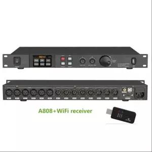 A808 프로세서 디지털 전문 오디오 8입력 8출력 32비트 DSP 7밴드 EQ 이퀄라이저 WIFI USB 무소음
