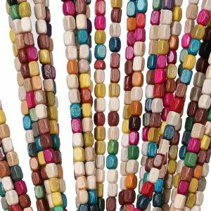 ANMINY 52가닥 대나무 비즈 커튼 출입구용 패널 2개 88.9cm x 190.5cm(35인치 x 75인치) 무지개 다채로운