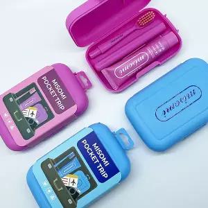 미소미 휴대용 포켓트립 칫솔 치약 여행용 본품 핑크 미세모칫솔