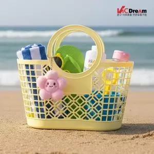 [티처스]빅드림 시장놀이 체험학습 구디백 미니 장바구니 연노랑 파스텔 젤리백