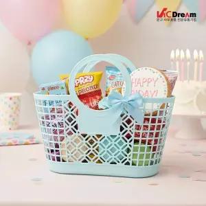 [티처스]빅드림 시장놀이 체험학습 구디백 미니 장바구니 연하늘 파스텔 젤리백