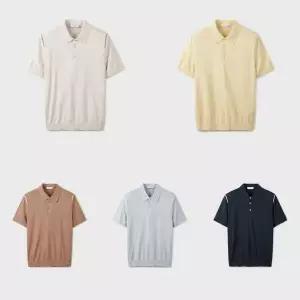 갤러리아 에디션 남성 여름 숄더 팁 워셔블 카라넥 반팔 니트 GENG2ET1925 5종