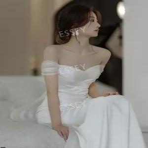 셀프웨딩 약혼식 2부 피로연 드레스 스몰웨딩 연주복 파티 새틴 피쉬테일