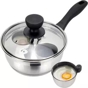MARSKITOP 달걀 밀렵 팬 논스틱 2개의 밀렵된 조리기 스테인리스 스틸 PFOA 프리 제조기