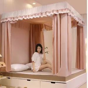 침대 사각 캐노피 인테리어 스위트룸 공주 방한 암막 커튼 모기장 세트
