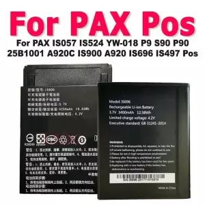 PAX 배터리  IS057 IS524 YW-018 P9 S90 P90 25B1001 A920C IS900 A920 IS696 IS497 Pos