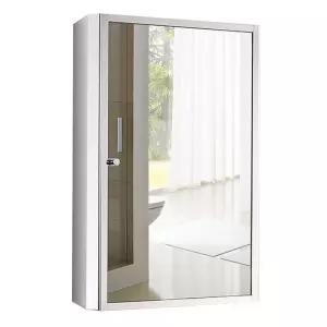 욕실 거울 캐비닛 사각형 베이직 스텐 상단격 슬라이드장 좌측문