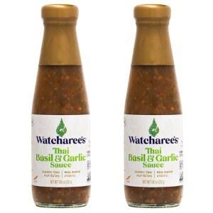 왓챠리의 타이 바질 마늘 소스, 텐 프리, , 정통 볶음, 드레싱, 쌀 양념, 조미료 및 디핑 소스 - 7.4온스 병(2팩)