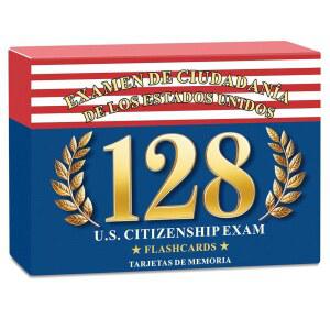 미국 시민권 플래시 카드 2026 - 답변 128개의 학습 링이 세트 데 USCIS 언어 시민 포함된 가이드, 스페인어 시우다다니아 파라 영어 이중 질문 금속 타르제타스 내추럴리자시온