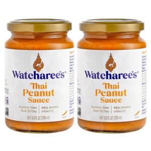 WATCHAREE u2019S 태국 땅콩 소스, 텐 프리 인증, 비 GMO, , 천연 재료로 만들기 | 볶음, 쌀 양념, 조미료 및 디핑을 위한 정통 태국 소스 (2팩)