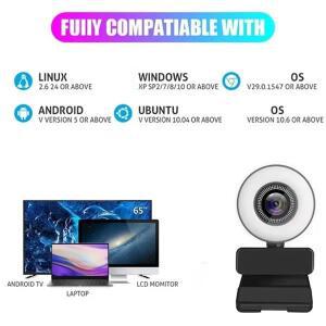 자동 초점 조명 제어 PC 노트북용 마이크를 갖춘 1080P 풀 HD 웹캠 8MP - 라이브 스트리밍 및 방송
