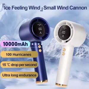 10000mAh USB 휴대용 선풍기 무소음 100단계 속도 조절 고속 터보 전원 표시 기능 포함