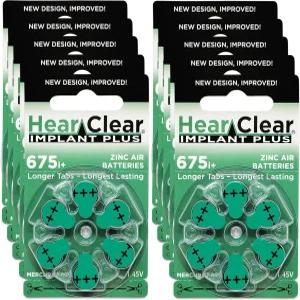 클리어 사이즈 675P 인공와우 보청기 배터리 녹색 탭(60개 배터리) 듣기