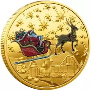 크리스마스 기념 주화 화려한 엠보싱 산타클로스 메리 (골드 산타와 순록 주화)