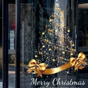 픽유아 11번가 대형 크리스마스스티커 골드 정전기 리본 창문 유리창 특대