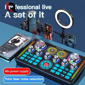 1PC Q7 가라오케 팟 캐스트 홈 스튜디오 기록 방송 마이크 믹서를 위한 최신 전문 휴대용 블루투스 사운드