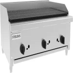 스틸버스 36인치 상용 차브로일러 버너 3개 포함 스테인리스 스틸 조리대 그릴 84000 BTU 헤비 듀티