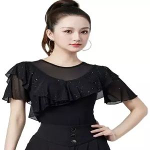 라인댄스복 상의 반팔 줌바 사교 왈츠 의상 댄스티 밸리복 댄스옷