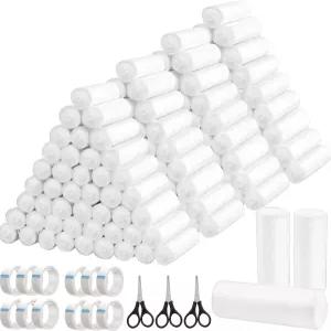 팀글 180팩 거즈 롤 붕대 세트 4인치 x 4.1야드 신축 화이트 통기성 랩 12개 비직조 테이프와 관리 응급