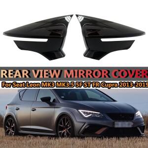 좌석 Leon MK3 5F ST FR Cupra 2013- 백미러 케이스 커버 글로스 블랙탄소 섬유 용 2x 윙