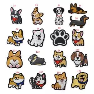 패치 열접착식 강아지 테마 17종 세트 다림질 부착 자수 포인트 알파벳 와펜