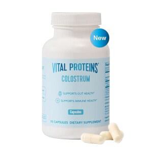 Vital Proteins 장 을 위한 소 초유 보충제 90캡슐, 40% IgG 프리미엄 슈퍼푸드로 면역 지원, 무향, 30회 분량