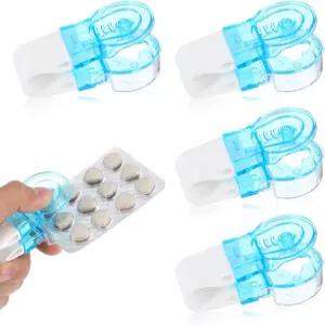 유시안엘비 4개 휴대용 알약 테이커 약 제거 보조 포퍼 블리스터 팩 알약용 쉽고 빠른 도구 간호사 가정용