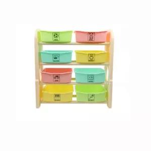 유아 생활습관 정돈 장난감 정리대 4단선반+바구니 베이지 다용도수납장 아이방꾸미기