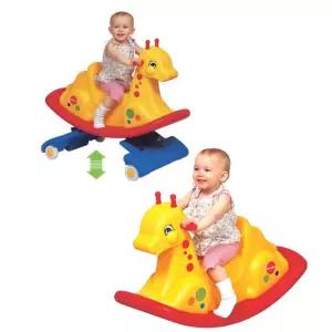 유아 실내놀이 유치원 음식점 2IN1 시소+통통스프링기린 어린이 승용완구 흔들목마