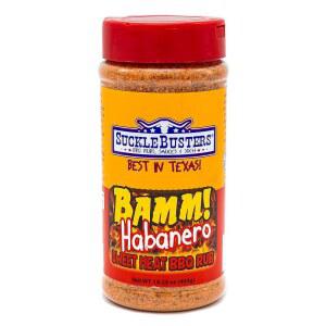 SuckleBusters 밤 스위트 히트 루브: 매우 달콤하고 극도로 매운맛, 하바네로 페퍼, 치킨 & 돼지고기용 최고의 핫 바비큐 루브, 텐 프리, MSG 쉐이커 없음(14.25온스)