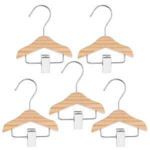 ABOOFAN 5PCS 미니 나무 옷걸이와 공간 옷 걸이가 및 옷장 있는 정리 소년 의상 효율적인 클립