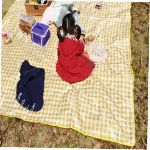 체크 방수 피크닉매트 옐로우 대형 캠핑돗자리 방수피크닉매트 캠핑용돗자리