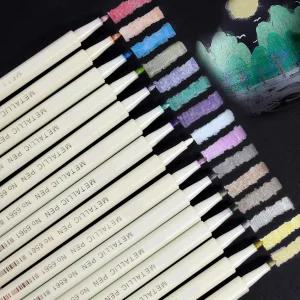 마르테 반치 메탈릭 마커 펜 15가지 색상 페인트 블랙 페이퍼 세라믹 DIY 앨범 성인 컬러링 북 스크랩북