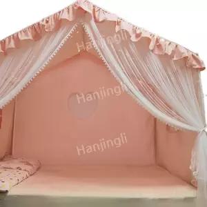 캐노피 커튼 공주 침대 레이스 모기장 프레임 80x165x150 침실 사각