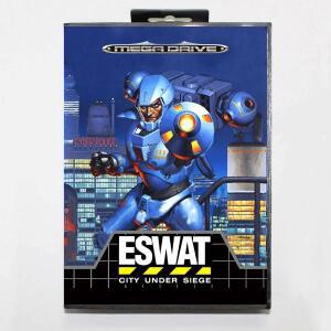 16비트 Sega Megadrive Genesis 시스템용 EUR 박스가 포함된 Eswat MD 게임 카드