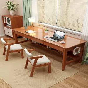 원목 컴퓨터용 공부방 책장 결합형 편백 긴 데스크 탁자