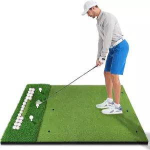 볼 트레이가 있는 GSK 듀얼 잔디 골프 타격 매트 5x4FT 15-20mm 연습용 45mm 두께의 훈련 패드 구동 치핑