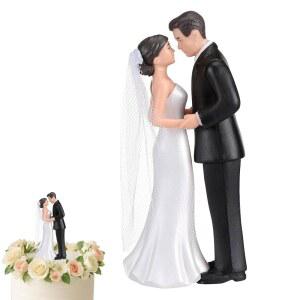 리메리 4 5인치 웨딩 신부와 신랑 케이크 토퍼 빈티지 우아한 커플 피규어 노비오스 파라 파스텔 약혼 로맨틱 웃긴 동상 기념일 (로맨틱 시대 화이트)