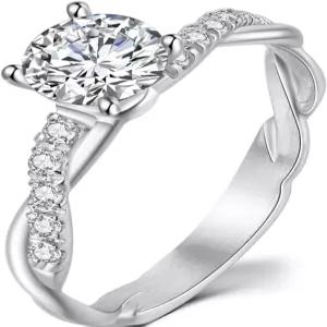 주드 주얼러스 스테인리스 스틸 2.0캐럿 시뮬레이션 다이아몬드 결혼식 약혼 솔리테어 스타일 프로포즈