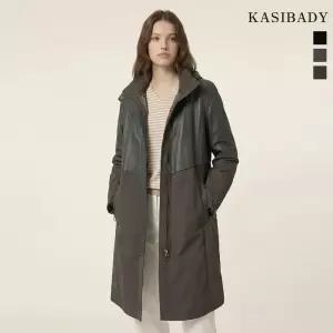 카시바디 하이넥 레더 믹스 코트1203508