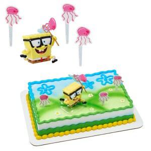 데코팩 네모바지 케이크 토퍼 인터랙티브 젤리피쉬 필드 5 생일 및 축하를 위한 데코세트 장식 안전 내구성