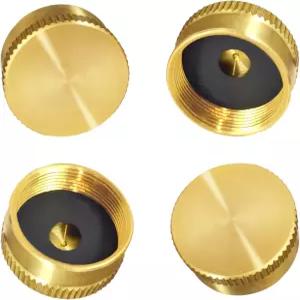 4Pcs 솔리드 황동 리필 프로판 탱크 캡 유니버설 1LB 가스 실린더 밀폐 보호 캠핑용 실병 RV 바비큐 히터