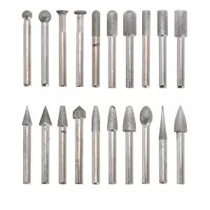 아이러브툴 다이아몬드 연삭 버 비트 세트 20개 회전 공구 액세서리 스톤 카빙 세라믹 유리 조각 연마