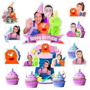 레이첼 생일 파티 용품을 위한 컵케이크 토퍼 24개 빅케이크 1개가 포함된 케이크 장식 25개