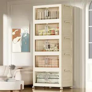 양문형 가정용 서랍장 이동식 투명 옷 접이식 제품 정리함 스틱서랍장 바퀴 수납장